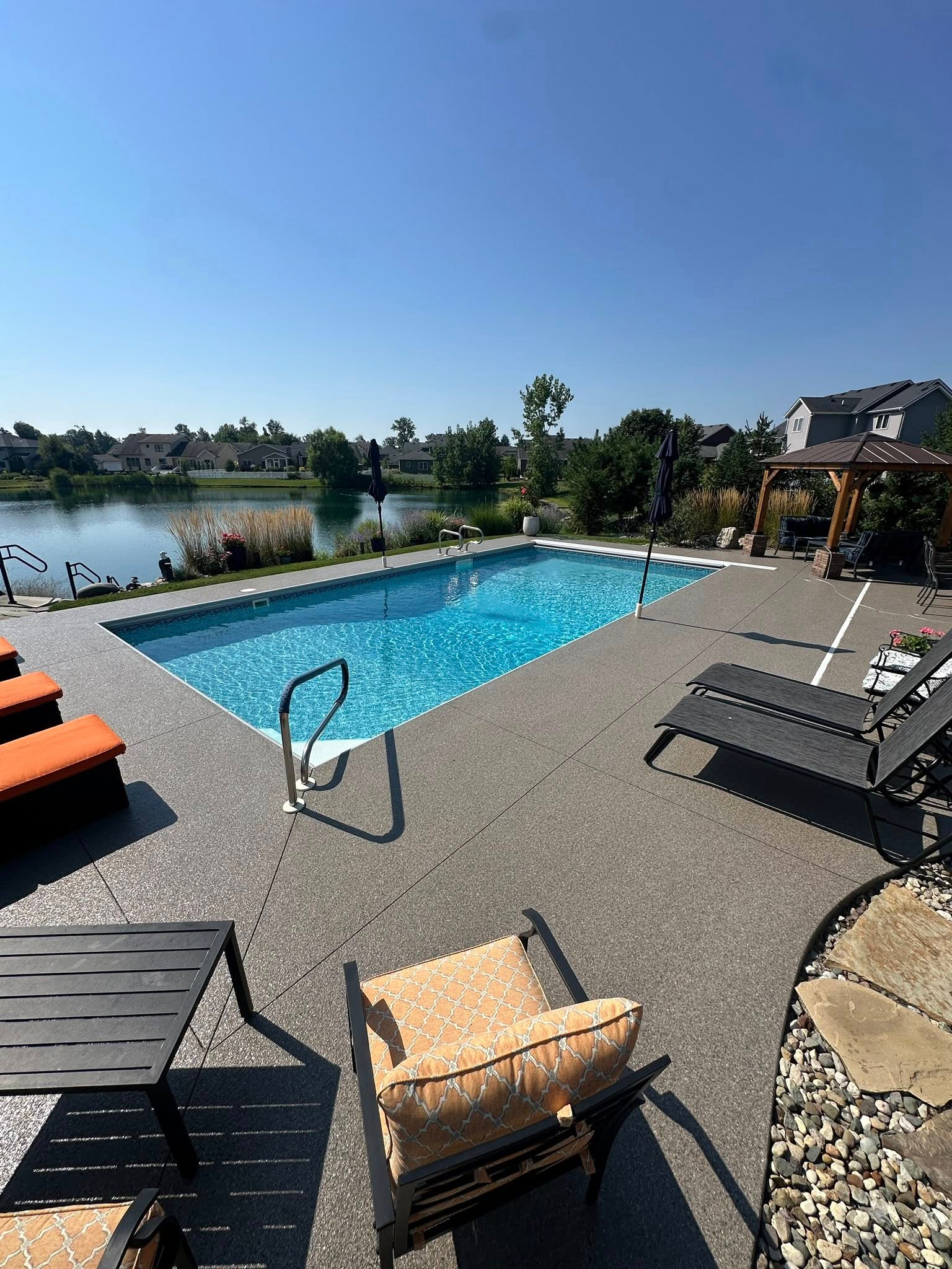 Pool deck concrete coating installation