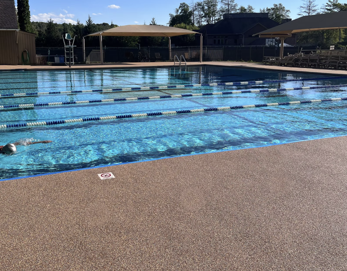 Rubber pool deck installation — finished surface Fort Wayne Indiana