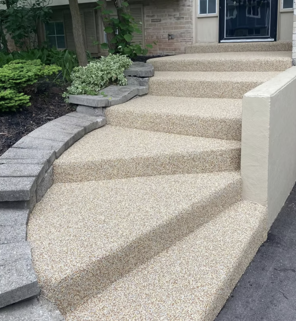 Finished rubber patio and walkway installation Indiana